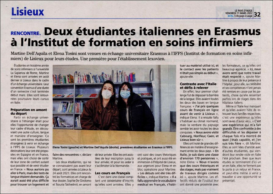 Deux étudiantes italiennes en Erasmus à l'IFPS