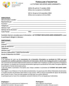 Formulaire d'inscription tutorat des élèves aides-soignants